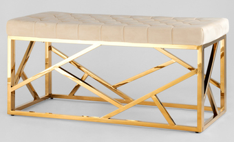 Пуфик Stool Group Арт Деко Bench-016-TG-BG (вельвет бежевый/сталь золото)