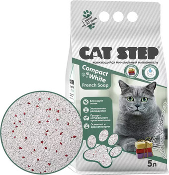 Наполнитель для туалета Cat Step Compact White French Soap (с ароматом марсельского мыла) 5 л