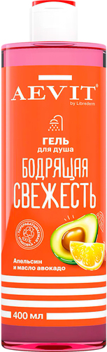 Librederm Гель для душа Aevit Бодрящая свежесть Апельсин и масло авокадо 400мл