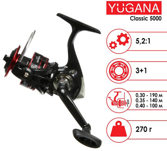 Рыболовная катушка Yugana Classic 5000 3+1 Ball