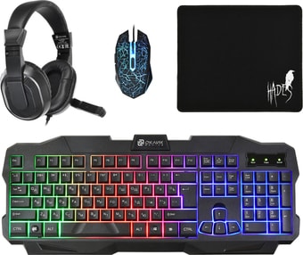 Клавиатура + мышь с ковриком + наушники Oklick HS-HKM200G Hades