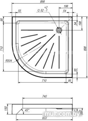 Душевой поддон Ventospa Standart A-LA 90x90