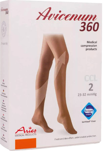 Чулки компрессионные Aries Avicenum 360 с резинкой и открытым носком 9999 (XL, normal)