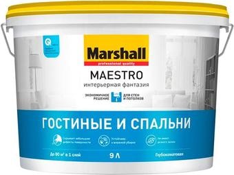 Краска Marshall Maestro Фантазия Гостиные и Спальни BW 9 л (глубокомат. белый)