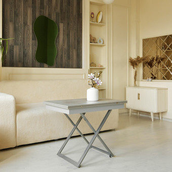 Стол-трансформер Levmar Apollo D51/S59 (бетон/серебро)
