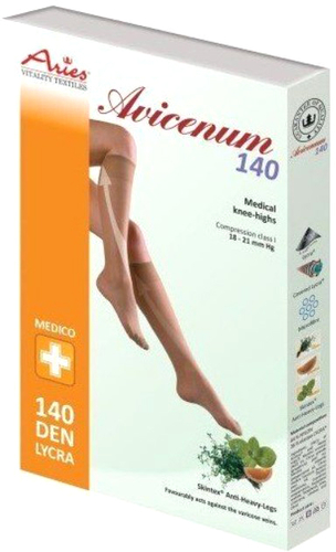 Гольфы компрессионные Aries Avicenum 140 плотные с закрытым носком 8001 (M, normal)