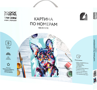 Картина по номерам Три совы Яркий французский бульдог КХ_44171