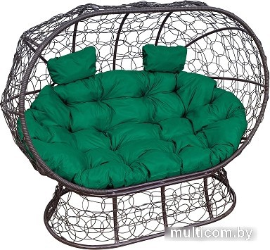 Садовый диван M-Group Лежебока 11190204 (на подставке с коричневым ротангом/зеленая подушка)