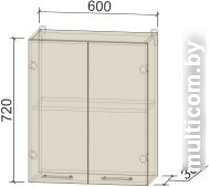 Шкаф навесной Интерлиния Компо ВШ60-720-2дв (вудлайн кремовый)