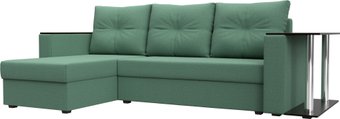 Угловой диван Лига диванов Атланта со столом левый 121166L (рогожка амур зеленый)