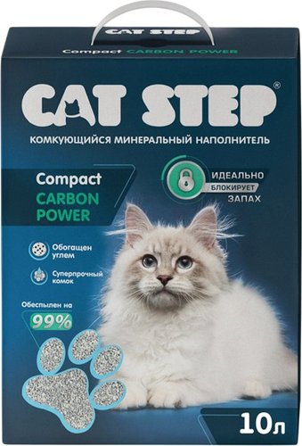 Наполнитель для туалета Cat Step Compact Carbon Power 10л/8.4кг