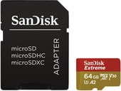 Карта памяти SanDisk Extreme microSDXC SDSQXA2-064G-GN6AA 64GB (с адаптером)