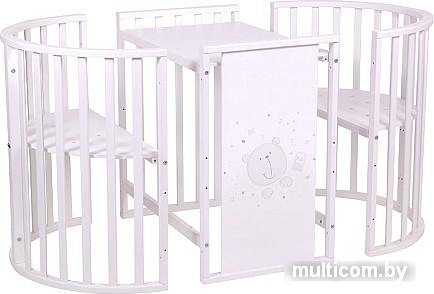 Кроватка-трансформер Polini Kids French 925 Teddy (белый)