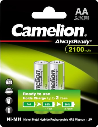 Аккумуляторы Camelion AlwaysReady AA 2100mAh 2 шт NH-AA2100ARBP2