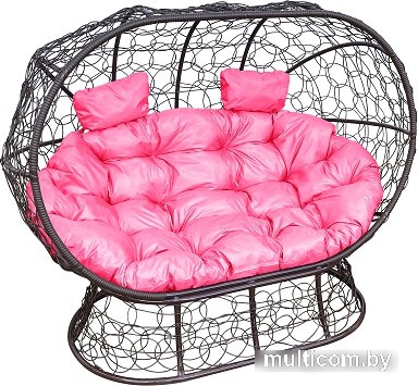 Садовый диван M-Group Лежебока 11190208 (на подставке с коричневым ротангом/розовая подушка)