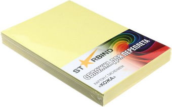 Картонная обложка для переплета Starbind A4 230 г/кв.м. 100 шт (кожа, желтый)
