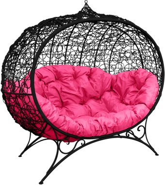 Садовый диван M-Group Улей на ножках 11220408 (черный ротанг/розовая подушка)