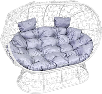 Садовый диван M-Group Лежебока 11190109 (на подставке с белым ротангом/серая подушка)