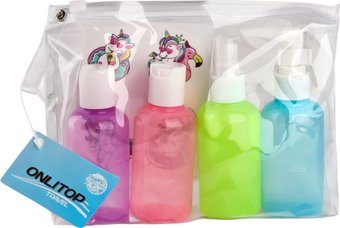 Набор флаконов для косметики Onlytop В чехле с наклейками 10104374 (4шт)