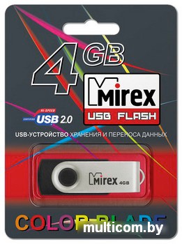 USB Flash Mirex SWIVEL RUBBER BLACK 4GB (13600-FMURUS04)