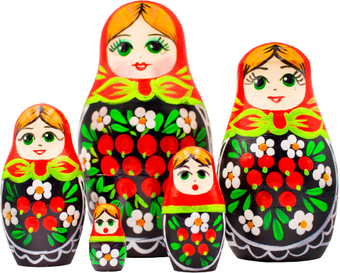 Развивающая игра Брестская Матрешка C ветвями рябины и ромашками (набор 5 шт)