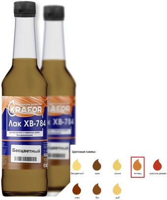 Лак Krafor ХВ-784 0.5 л (янтарь)