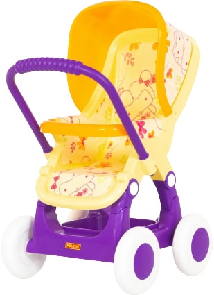Коляска для кукол Полесье прогулочная 4-х колесная №2 48158 (желтый/фиолетовый)