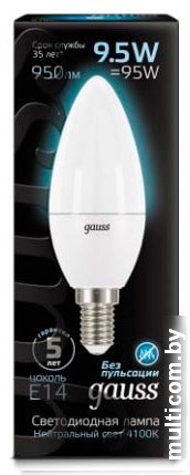 Светодиодная лампа Gauss LED Candle E14 9.5 Вт 4100 К 103101210