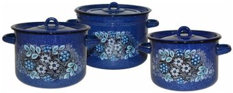 Набор кастрюль СтальЭмаль Голубика 1с112