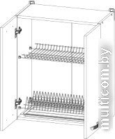 Шкаф навесной Anrex Alesia для сушки посуды 2D/60-F1 (серый/сосна винтаж)