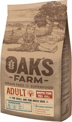 Сухой корм для собак Oak's Farm Беззерновой для взрослых малых и миниатюрных пород. Белая рыба (6.5 кг)