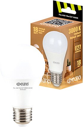 Светодиодная лампочка Фаза FLL-A60 18w E27 3000K 230/50 5038387