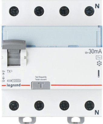 Устройство защитного отключения Legrand TX3 4P 25A 30мA 10kA 4M 403008
