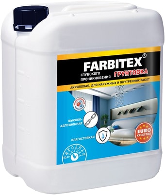 Акриловая грунтовка Farbitex Фасадная грунтовка глубокого проникновения 5 кг