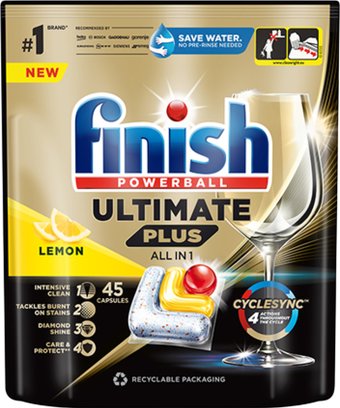 Finish Powerball Ultimate Plus All in 1 Лимон (45 шт)