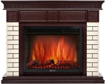Портал Firelight Bricks 30 (камень бежевый/шпон темный дуб)
