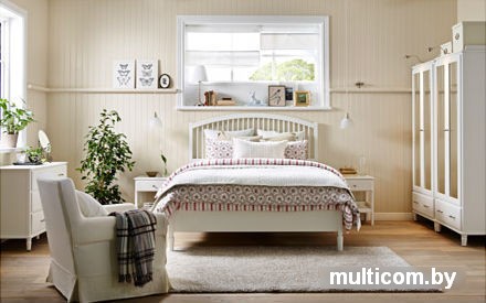 Кровать Ikea Тисседаль 210x187 (белый, основание Лонсет) [690.581.35]