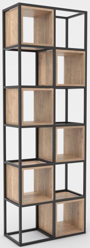 Стеллаж Hype Mebel Грос-2 70x210 (черный/дуб галифакс натуральный)