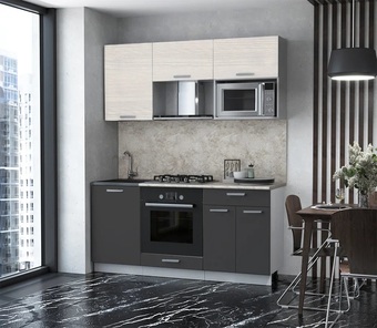 Готовая кухня Интерлиния Мила Лайт 1.7 ВТ (вудлайн кремовый/антрацит/малага)