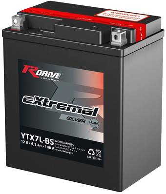 Мотоциклетный аккумулятор RDrive eXtremal Silver YTX7L-BS (6.3 А·ч)