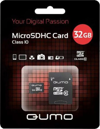 Карта памяти QUMO microSDHC QM32GMICSDHC10U3 32GB (с адаптером)