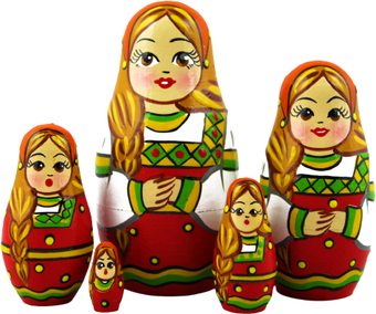 Развивающая игра Брестская Матрешка Девушка в восточном славянском традиционном костюме (набор 5 шт)