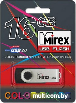 USB Flash Mirex SWIVEL RUBBER BLACK 16GB (13600-FMURUS16)