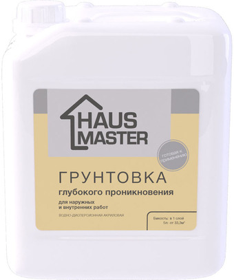 Водно-диспрессионная грунтовка Haus Master Глубокого проникновения (5 л, бесцветный)