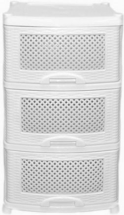 Комод ВиолетПласт Плетенка 3 секции (белый)