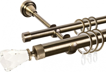 Карниз для штор АС ФОРОС Grace D25Г/16Г + наконечники Корона (1.4 м, антик)