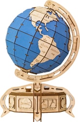 Сборная модель Eco-Wood-Art Глобус (голубой)