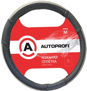 Оплетка на руль Autoprofi AP-678 BK/GY (M) (черный/серый)