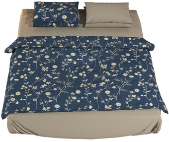 Постельное белье ЦУМ 1947 Цветы на синем Евро 70x70 (разноцветный)
