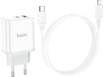 Сетевое зарядное Hoco C105A Lightning (белый)